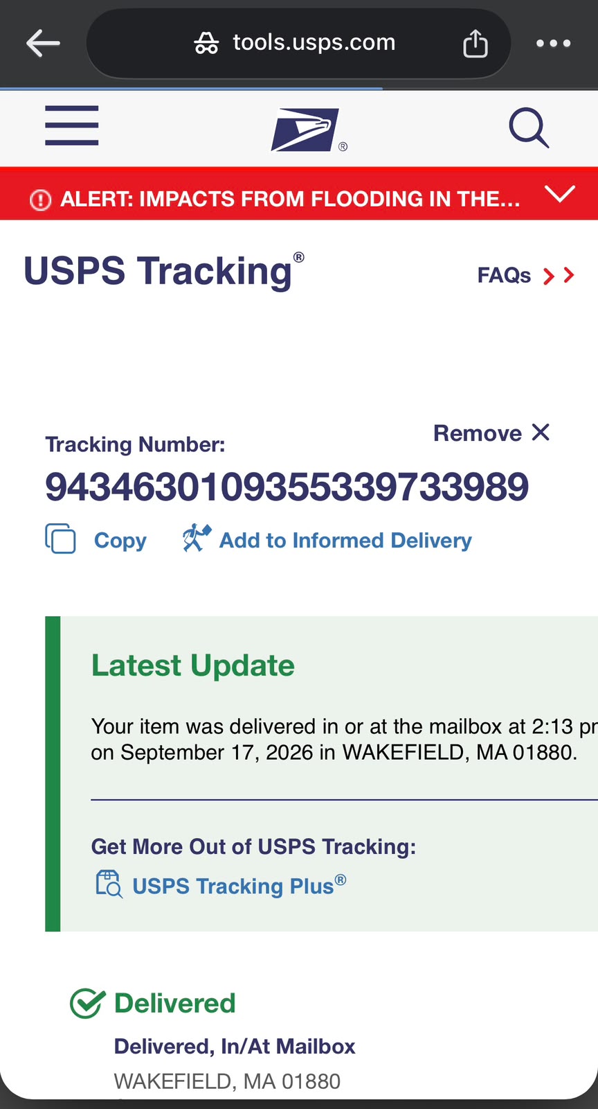 Final delivery confirmation