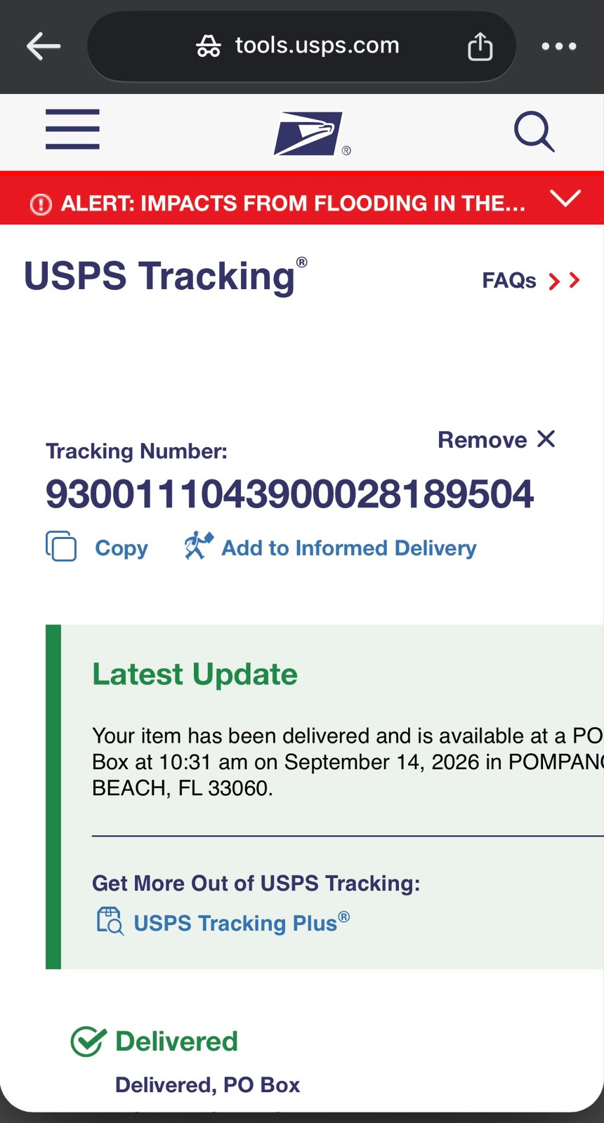 Final delivery confirmation