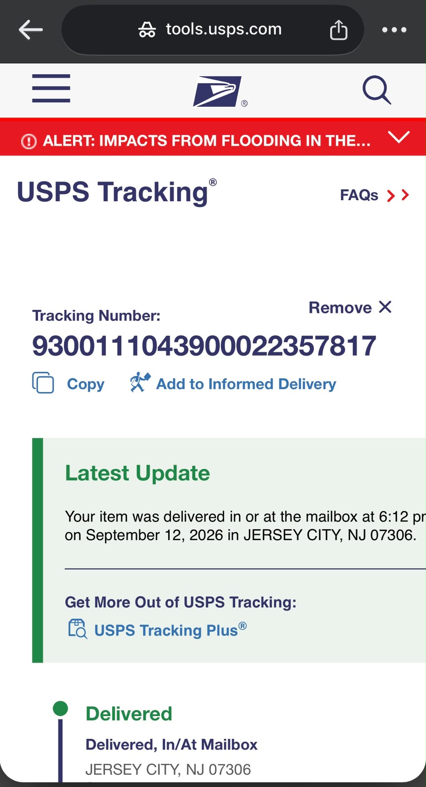 Express dispatch confirmation