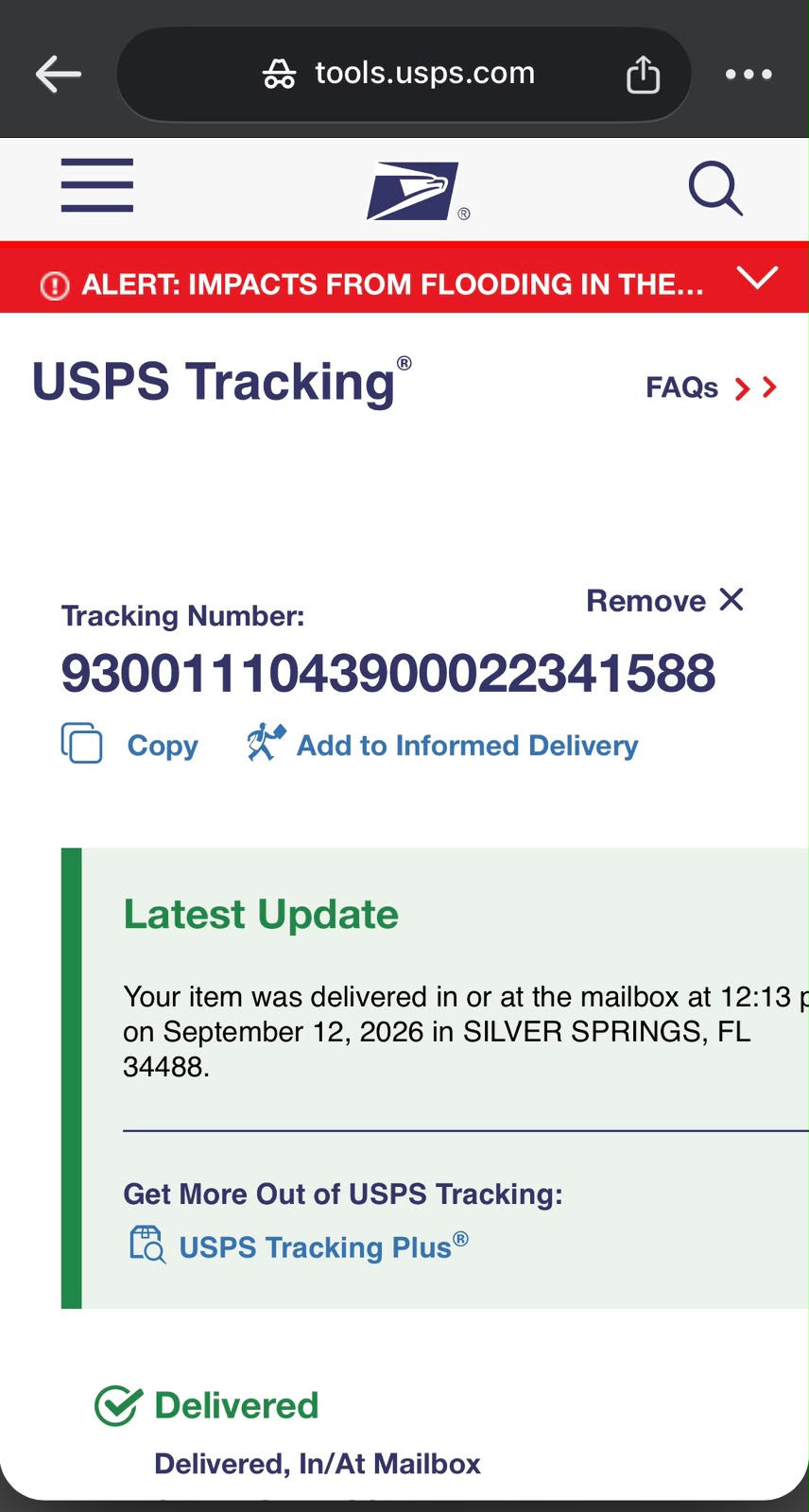 Final delivery confirmation