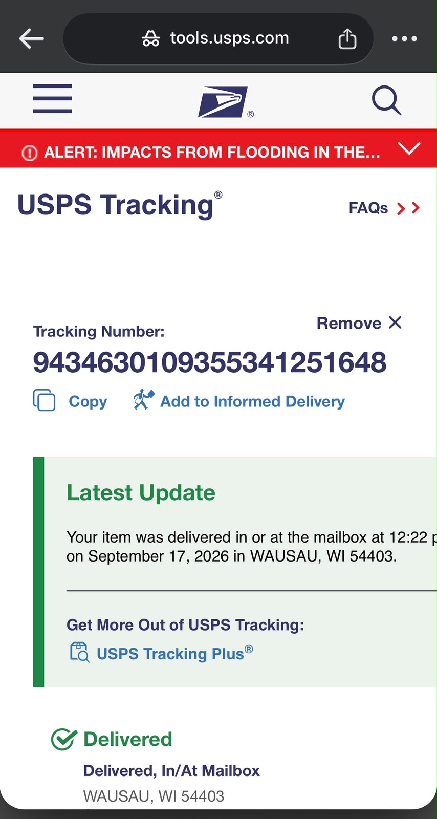 Final delivery confirmation